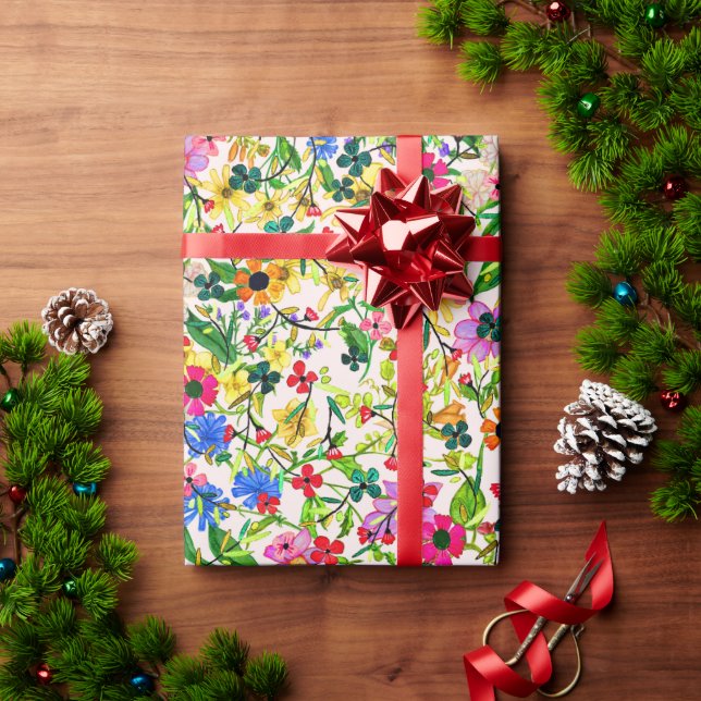 Niedliche, bunte Frühlingsblumen Blume Geschenkpapier (Feiertagsgeschenk)