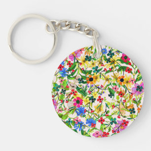 Niedliche, bunte Frühlingsblumen Blume Schlüsselanhänger