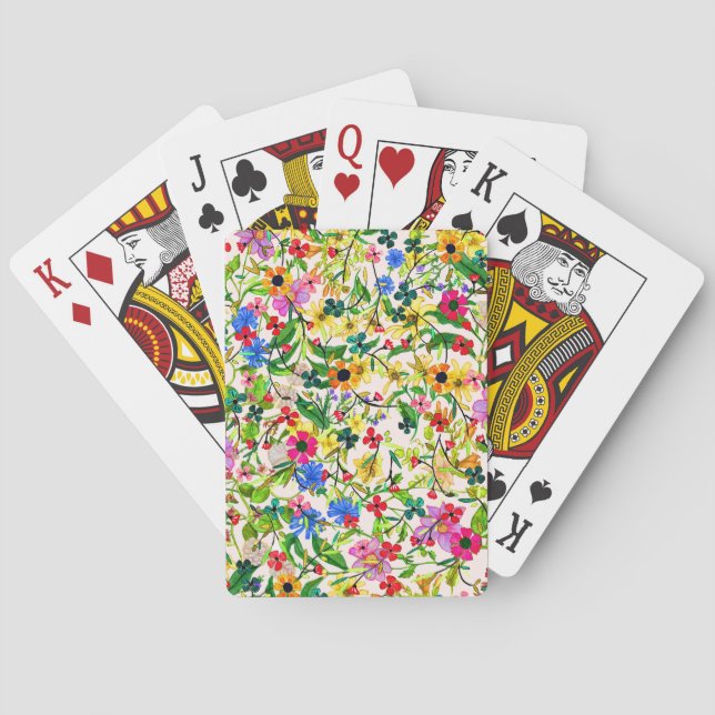 Niedliche, bunte Frühlingsblumen Blume Spielkarten (Rückseite)