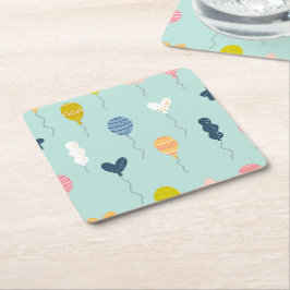 Niedliche Bunte Geburtstagsparty Balloon-Muster Rechteckiger Pappuntersetzer