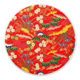 Niedliche bunte japanische Blumenmuster Keramikknauf