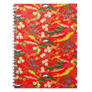 Niedliche bunte japanische Blumenmuster Notizblock
