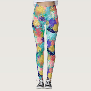 Niedliche, bunte Meereskorallenriffe und Schildkrö Leggings