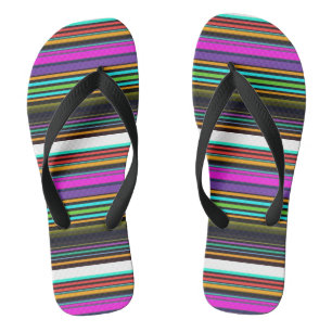 Niedliche, bunte Neonstreifen Flip Flops