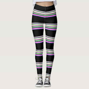 Niedliche, bunte Neonstreifen Leggings