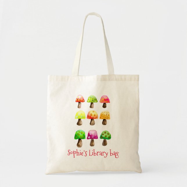 Niedliche bunte Pilze Kinderbibliothek Tote Tasche (Vorne)