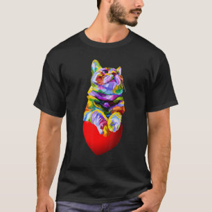 Niedliche Bunte Pop-Katze Kätzchen Besitzer Männer T-Shirt