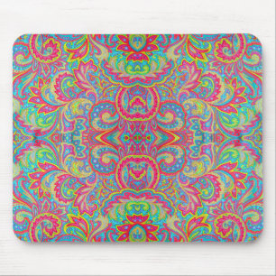 Niedliche, bunte Vintage Blumenmotive Mousepad