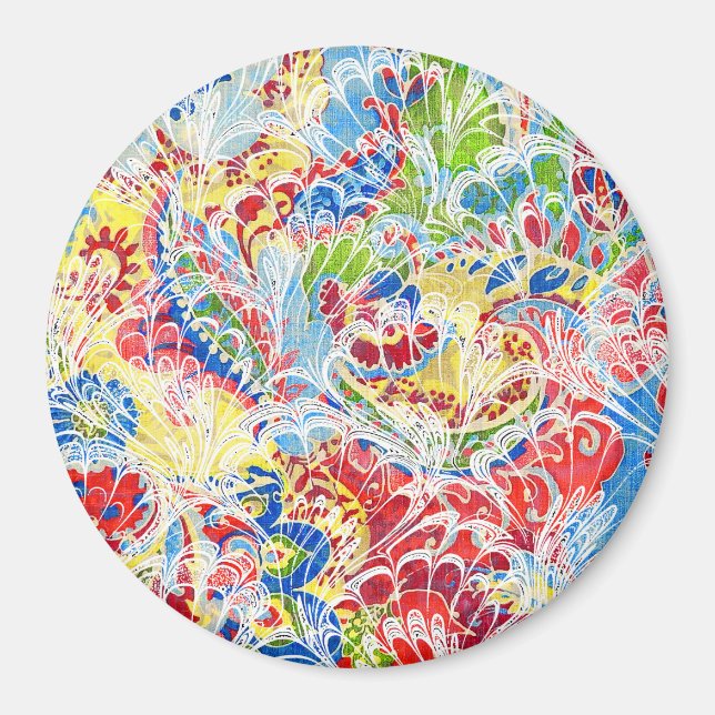 Niedliche bunte Vintage Blüte Magnet (Vorne)