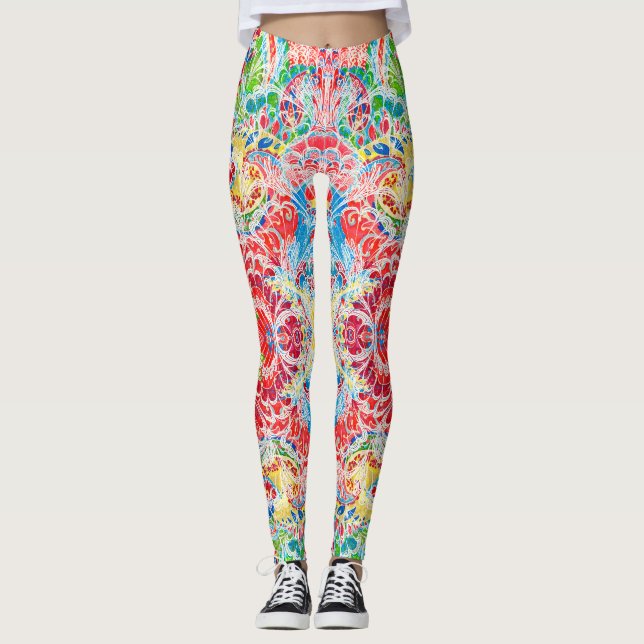 Niedliche, bunte Vintage Leggings (Vorderseite)
