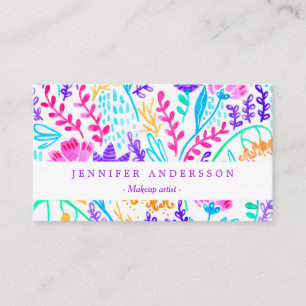Niedliche bunte Watercolor-Blumen Visitenkarte