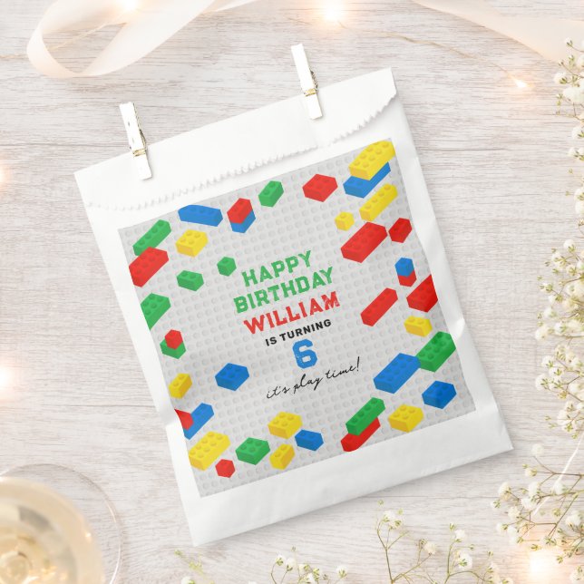 Niedliche Bunte Ziegel Gebäude Blocks Kindergeburt Geschenktütchen (Ausgeschnitten)