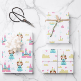 Niedliche Burg Burg Kronleuchter Girl Geschenkpapier Set
