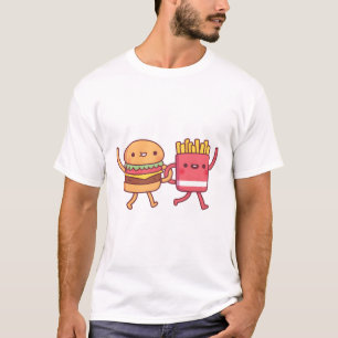 Niedliche Burger und Friesen, die die Waffensäcke  T-Shirt