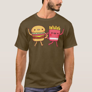 Niedliche Burger und Friesen, die die Waffensäcke T-Shirt