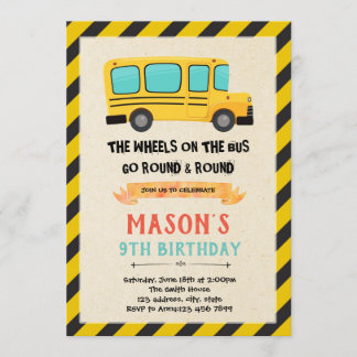 Niedliche Busräder auf Buseinladung Einladung