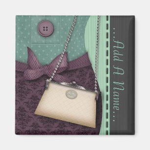 Niedliche Butike-Retro Ausstattung und Handtasche Magnet