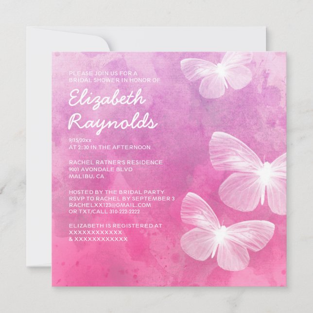 Niedliche Butterflies Bridal Dusche Einladungen (Vorderseite)