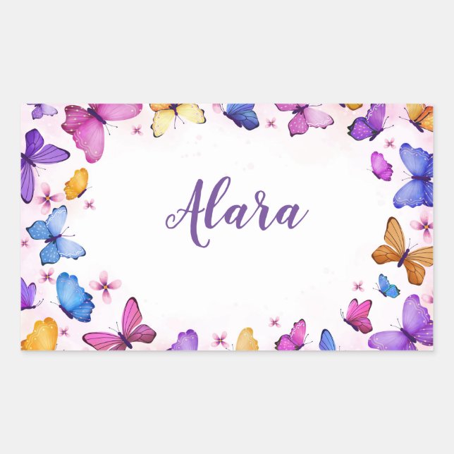 Niedliche Butterfly-Aufkleber Rechteckiger Aufkleber (Vorderseite)