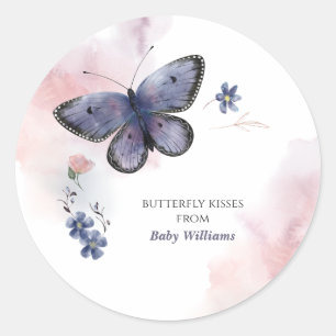 Niedliche Butterfly-Baby-Dusche Runder Aufkleber