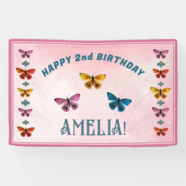 Niedliche Butterfly Blume Girl Geburtstagsparty Banner
