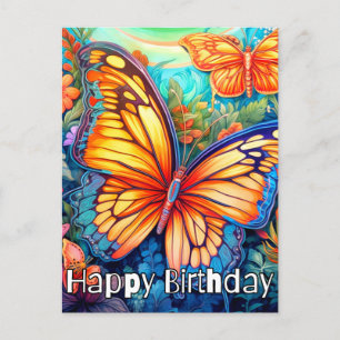 Niedliche Butterfly & Blume Illustration Collage Postkarte