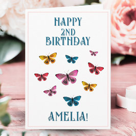 Niedliche Butterfly Girl Name Happy Birthday Karte