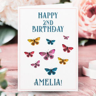 Niedliche Butterfly Girl Name Happy Birthday Karte