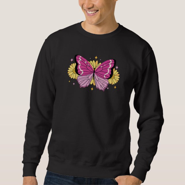 Niedliche Butterfly Sonnenblume Sweatshirt (Vorderseite)