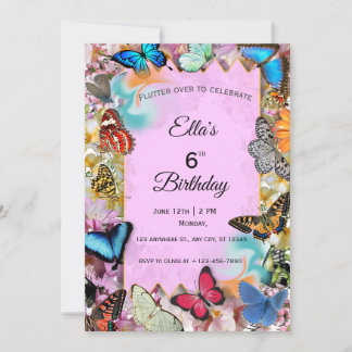Niedliche Butterfly zum Geburtstag Einladung