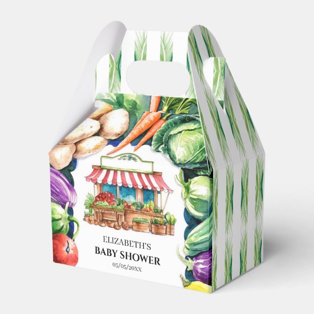 Niedliche Cabbage Farmer's Market Baby Dusche Geschenkschachtel (Vorderseite)