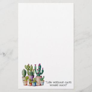 Niedliche Cacti cactus succulents in Töpfen Briefpapier
