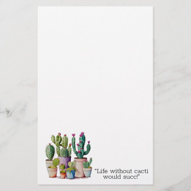 Niedliche Cacti cactus succulents in Töpfen Briefpapier (Vorderseite)