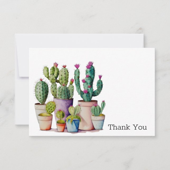 Niedliche Cacti cactus succulents in Töpfen Dankeskarte (Vorderseite)