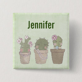 Niedliche Cactus Girls mit Schmuck Button