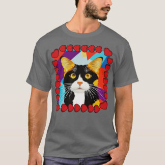 Niedliche Calico Cat Art mit Herz-Rahmen T-Shirt