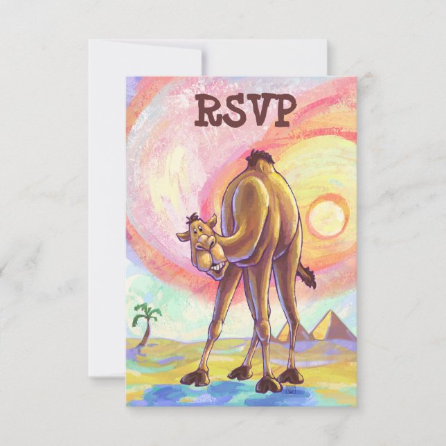 Niedliche Camel Party Center RSVP Cards Karte (Vorderseite)