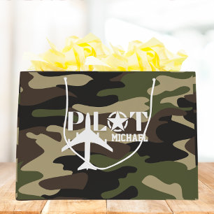 Niedliche Camouflage Pilot Typografie, personalisi Große Geschenktüte