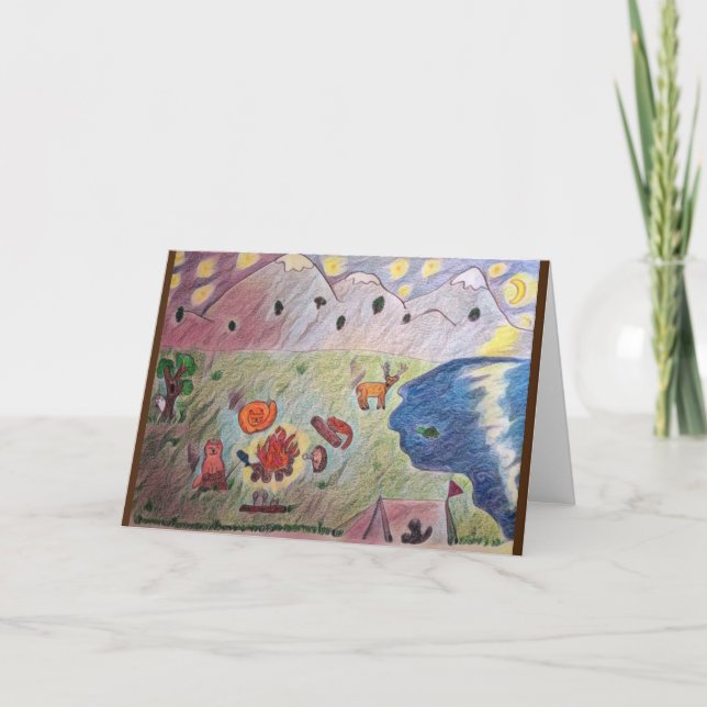 Niedliche Campfire-Freunde Karte (Vorderseite)