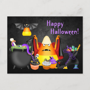 Niedliche Candy Corn Spooky Leckereien Happy Hallo Postkarte