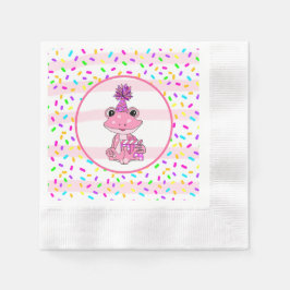Niedliche Candy Sprinklen und rosa Frosch Geburtst Serviette