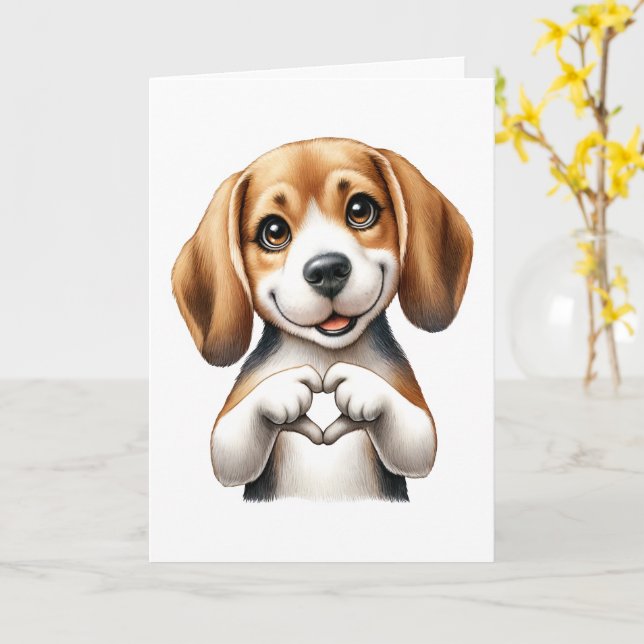 Niedliche Canine Liebe Card Karte (Gelbe Blume)