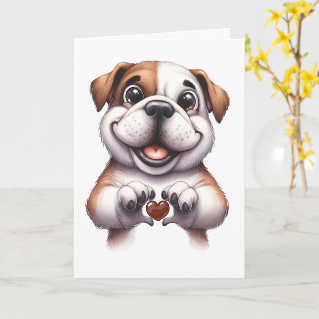Niedliche Canine Liebe Card Karte (Gelbe Blume)