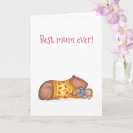 Niedliche Capybara "best mum ever" Muttertagskarte Karte