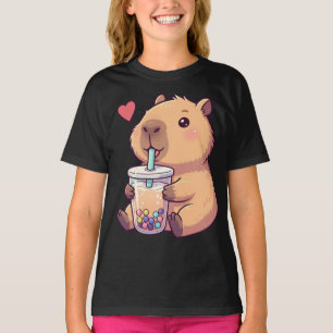 Niedliche Capybara Boba Tea Blase für Mädchen T-Shirt
