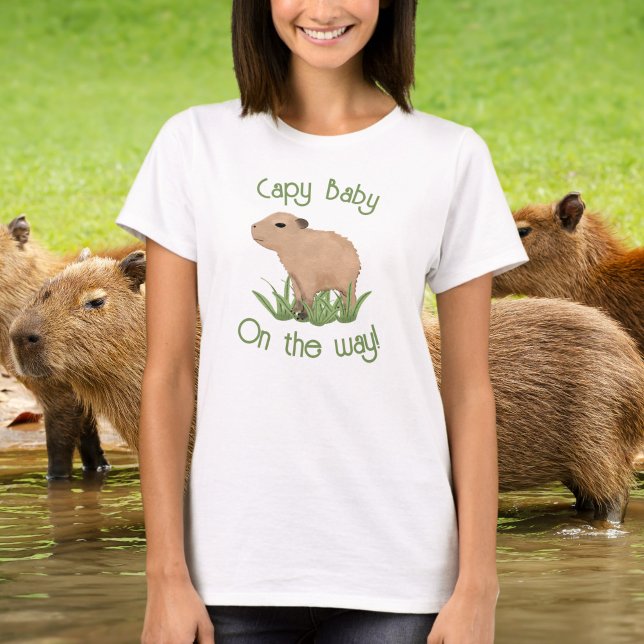 Niedliche Capybara Capy Baby Mommy zu sein T-Shirt (Von Creator hochgeladen)