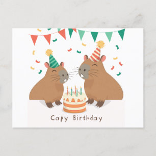 Niedliche Capybara-Familie zum Geburtstag Postkarte