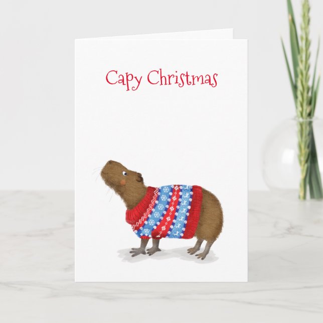 Niedliche Capybara in einer Weihnachtsjumperkarte Karte (Vorderseite)
