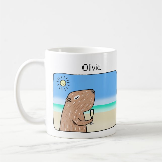Niedliche Capybara-Kälte am individuelle Name Kaffeetasse (Links)