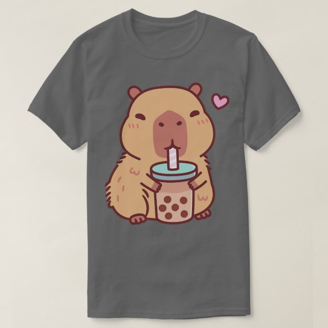 Niedliche Capybara-Lieben trinken Blumentee T-Shirt (Design vorne)
